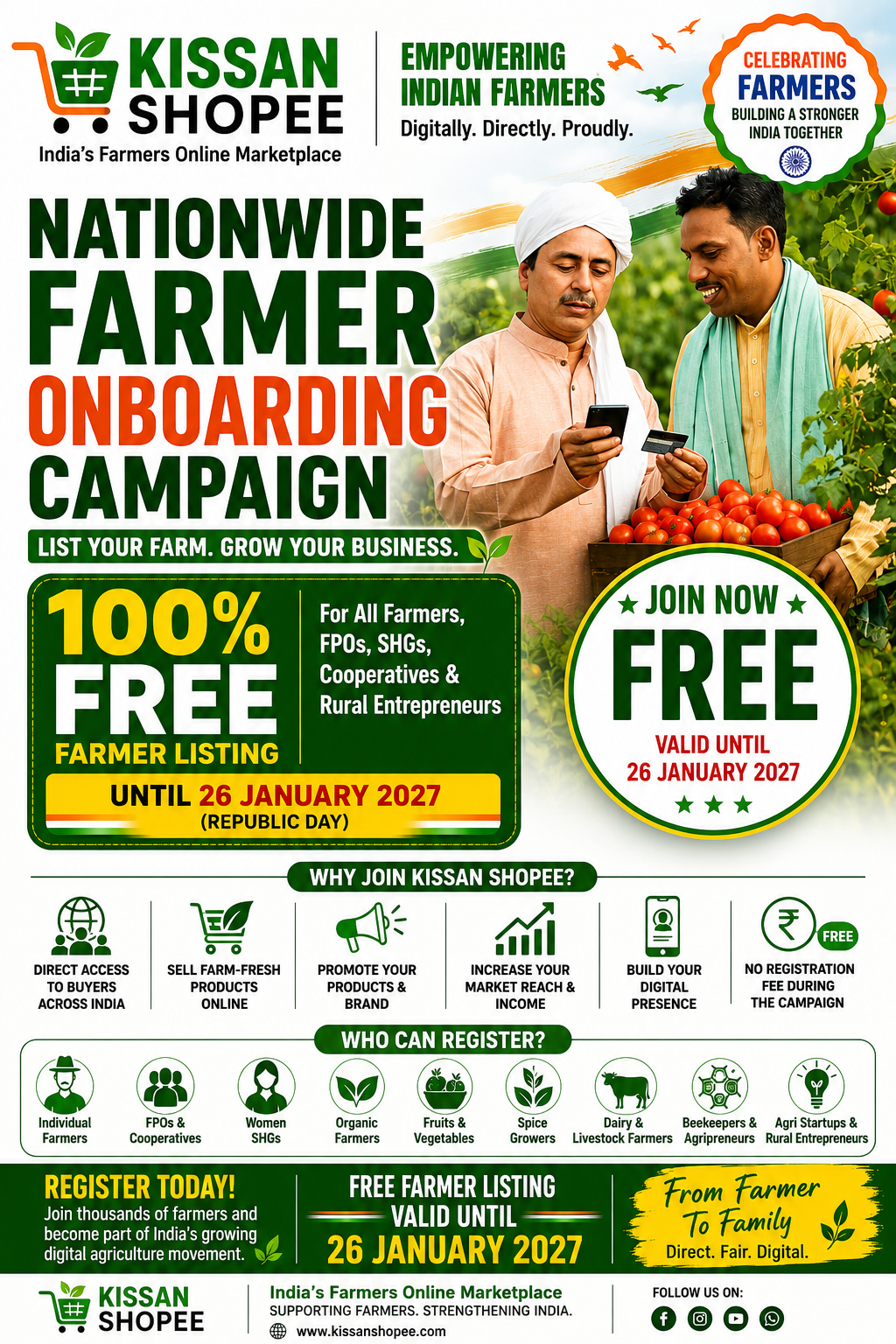KISSAN SHOPEE – NATIONAL FARMER ONBOARDING ANNOUNCEMENT