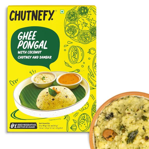 Ghee (Ven) Pongal (With Coconut Chutney & Sambar) Meal Pack