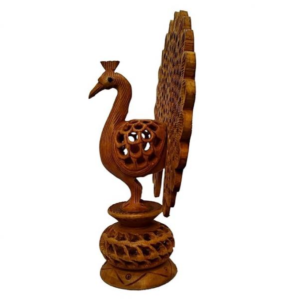 Wooden Peacock Showpiece  15 cm