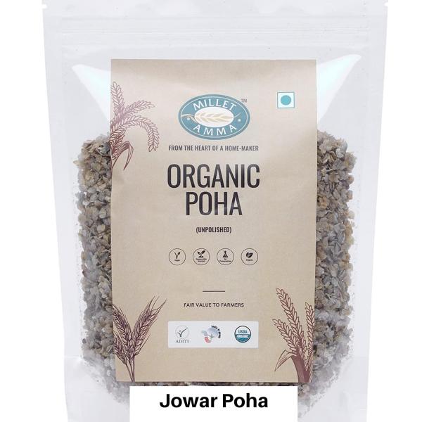 Organic Jowar Poha Flakes 1 Kg (2 Packs of 500gm)