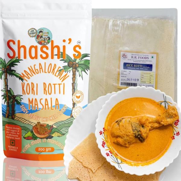 Kori Rotti Kit -  Kori Rotti Masala 200 Gm + Crisp Rice Rotti 250 gm