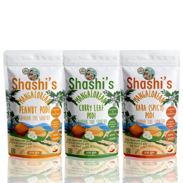 Combo of Kara Podi, Curry Leaf & Peanut Podi Powder